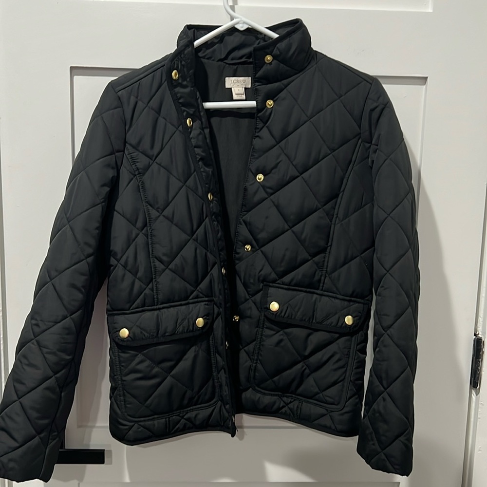 Black quilted JCrew field coat